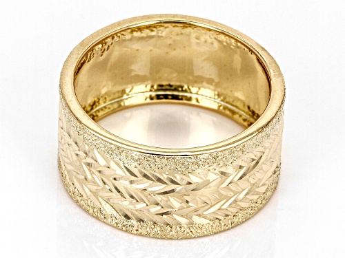 10k Yellow Gold 10mm Diamond-Cut Textured Band Ring - Size 5