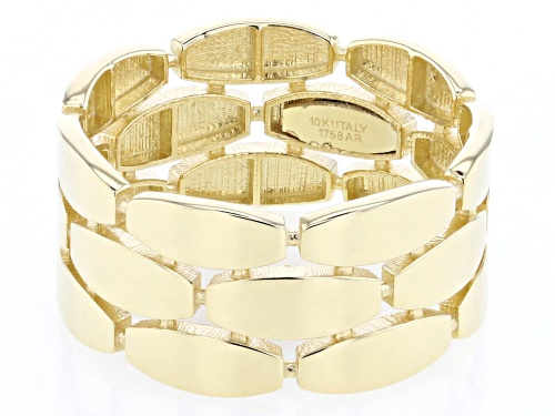 10k Yellow Gold Cobblestone Design Band Ring - Size 8