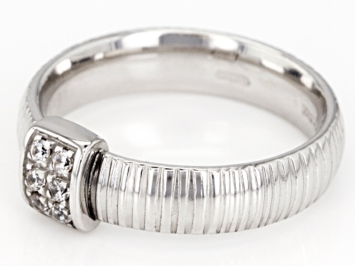 Bella Luce® 0.15ctw Diamond Simulant Rhodium Over 10k White Gold Ribbon Band Ring - Size 8