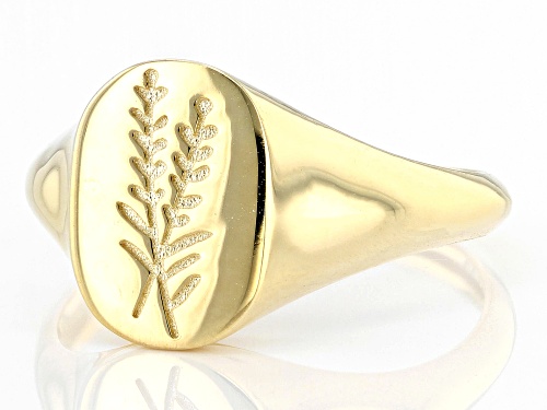 10k Yellow Gold Olive Branch Signet Ring - Size 8