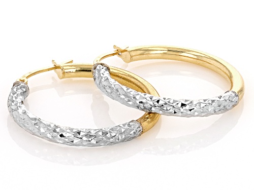 10k Yellow Gold & Rhodium Over 10k Yellow Gold Polished & Diamond-Cut 1 1/32