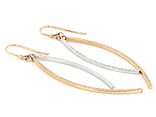 14k Yellow Gold & Rhodium Over 14k Yellow Gold Diamond-Cut Dangle Earrings