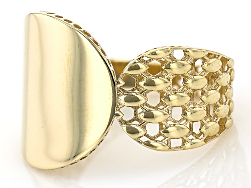 10k Yellow Gold Polished & Diamond-Cut Ring - Size 6