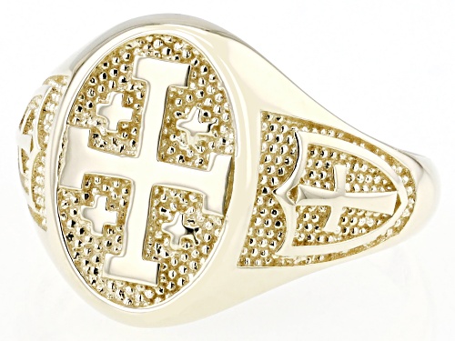 10k Yellow Gold Cross Signet Ring - Size 10