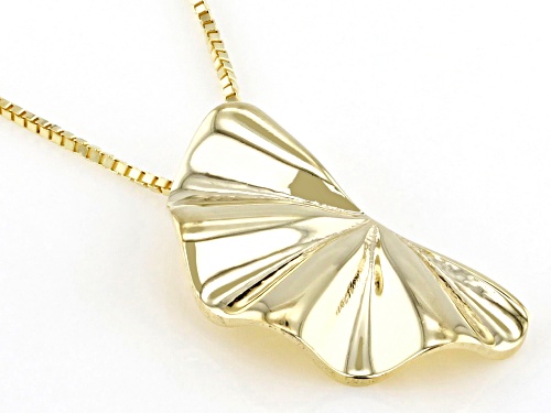 10k Yellow Gold Textured Fan 18 Inch Necklace - Size 18