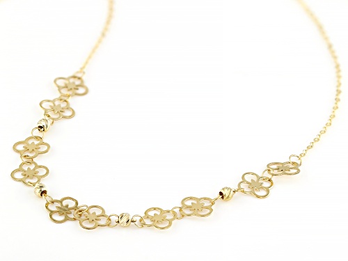 Splendido Oro™ 14k Yellow Gold Clover Station 18 Inch Necklace - Size 18