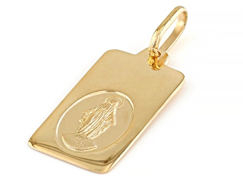 14k Yellow Gold Holy Mary Tag Pendant