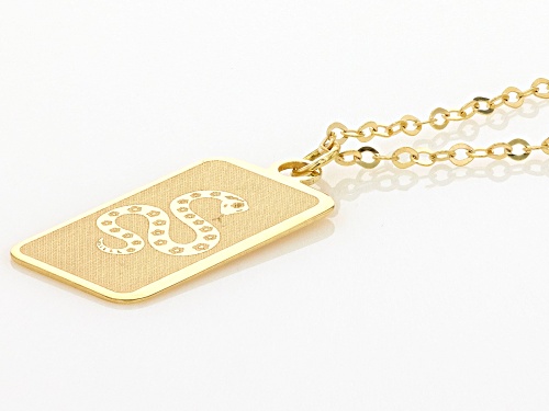 10k Yellow Gold Snake Tag Pendant 18 Inch Necklace - Size 18