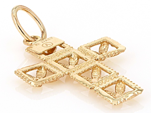 10k Yellow Gold Diamond-Cut Cross Pendant