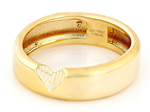 Splendido Italian Jewelry™ 10k Yellow Gold Cigar Band Heart Ring - Size 6