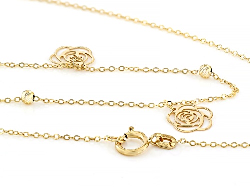 14k Yellow Gold Flower Station Necklace - Size 18