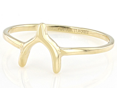 10k Yellow Gold Wishbone Ring - Size 9