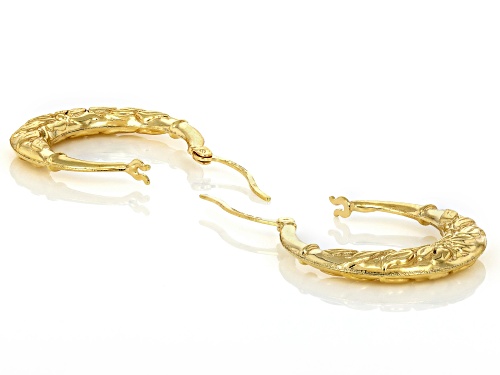 10k Yellow Gold Floral Hoop Earrings