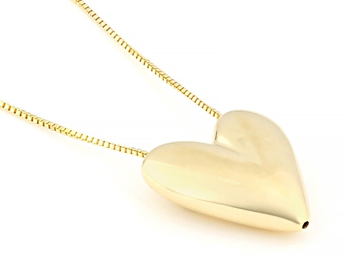 10k Yellow Gold Puff Heart Necklace - Size 20