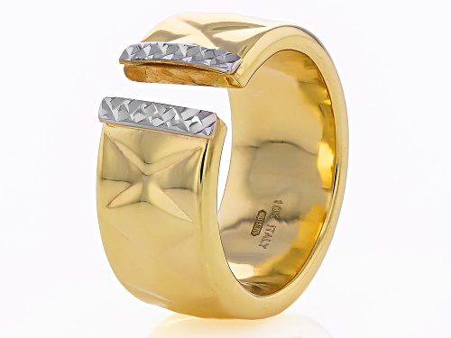 Splendido Italian Jewelry™ 10k Yellow Gold Two-Tone Textured Cuff Ring - Size 7