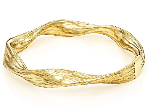 Splendido Italian Jewelry™ 10k Yellow Gold Ribbon Torchon Stretch Bangle Bracelet - Size 8.5