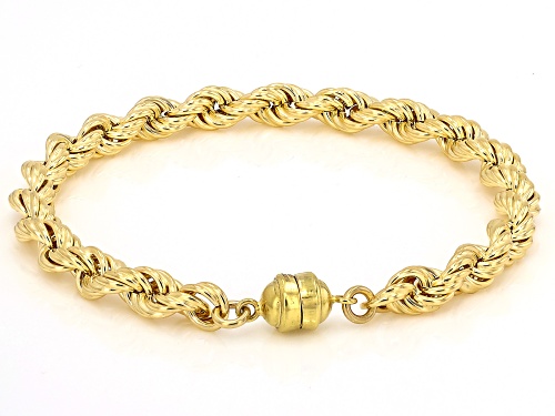10k Yellow Gold 5.7mm Rope Bracelet with Magnetic Closure - Size 7.25