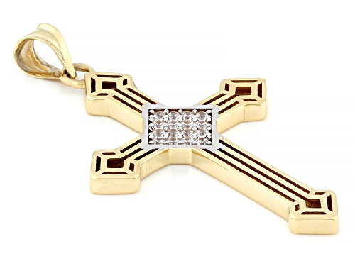 10k Yellow and White Gold with Bella Luce® 0.32ctw Diamond Simulant Two-Tone Cross Pendant