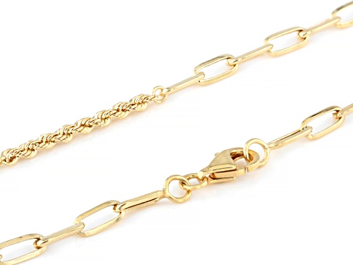 10k Yellow Gold 3mm Paperclip and Rope Mixed 18