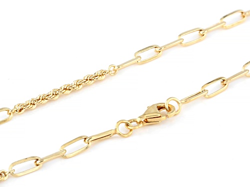 10k Yellow Gold 3mm Paperclip and Rope Mixed 20