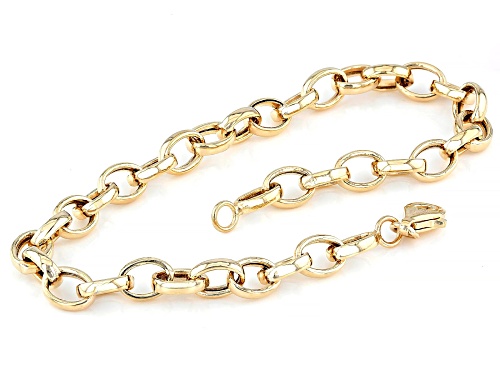 10k Yellow Gold 5mm Oval Rolo Link Bracelet - Size 8