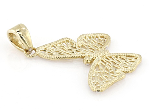 10k Yellow and Rhodium Over 10k White Gold Mesh Butterfly Pendant