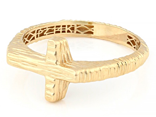 14k Yellow Gold Textured Cross Ring - Size 8