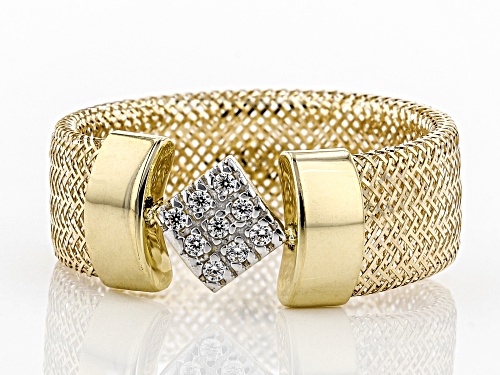 Bella Luce® 0.09ctw Diamond Simulant Square 10k Yellow Gold Medium Mesh Ring