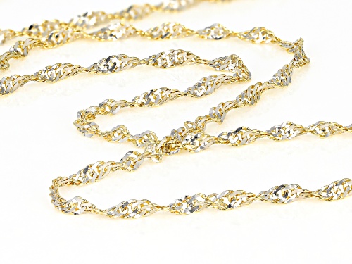 10K Two-Tone 1.3MM Singapore Chain Necklace 18 Inch - Size 18