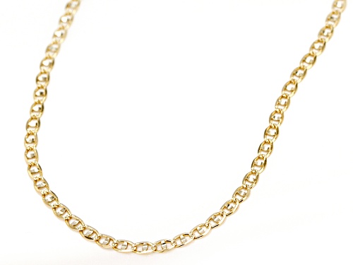 10K Yellow Gold 2.4MM Mariner Link Pave Chain Necklace 18 Inch - Size 18