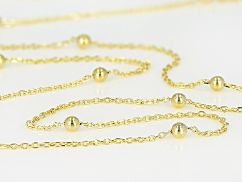 10K Yellow Gold .5MM Bead Station Cable Chain Necklace 18 Inch - Size 18
