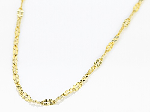 10K Yellow Gold 1MM Clover Chain Necklace 18 Inch - Size 18