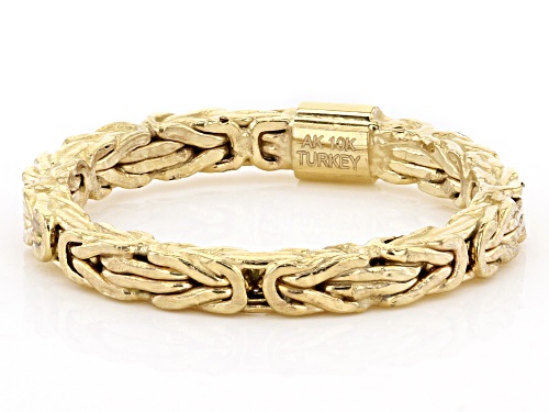 10K Yellow Gold Square Byzantine Band Ring - Size 7