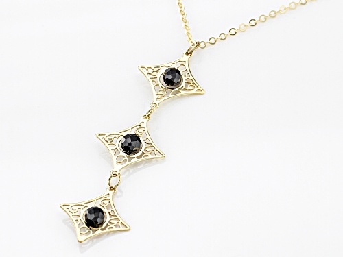 10K Yellow Gold 18 Inch Flat Rolo Chain Necklace With Black Diamond Simulant Laser Cut Pendant - Size 18