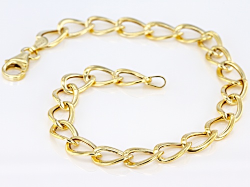 10K Yellow Gold 6.3mm Flat Wire Curb Bracelet 7.5 Inch - Size 7.5