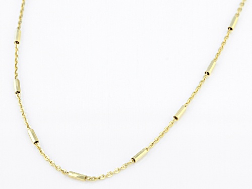10K Yellow Gold Station Bar Flat-Rolo Necklace - Size 24