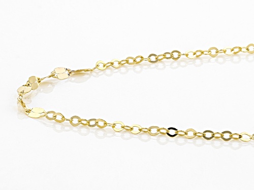 10k Yellow Gold Mirror and Diamond Cut Rolo Station 20 inch Necklace.