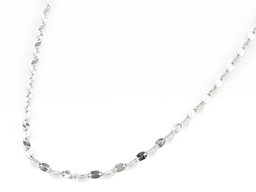 Rhodium Over 10k White Gold Polished Mirror Link 18 Inch Necklace