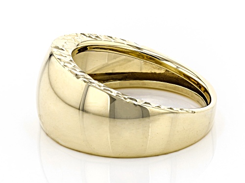 10K Yellow Gold 7.8MM Polished Diamond-Cut Dome Ring - Size 9