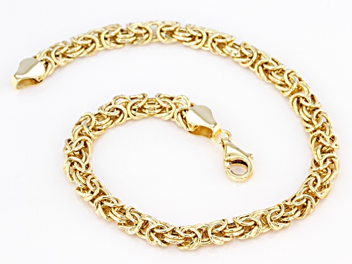 10K Yellow Gold Domed High Polished Byzantine Bracelet - Size 7.25
