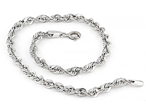 10K White Gold 3.2MM Diamond-Cut Rope Link Bracelet - Size 7.25