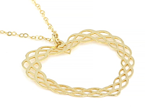 10KT Yellow Gold Tessuti Heart Pendant Necklace - Size 18