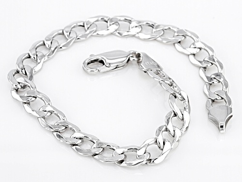 10K White Gold 6.8MM Curb Bracelet - Size 7.5