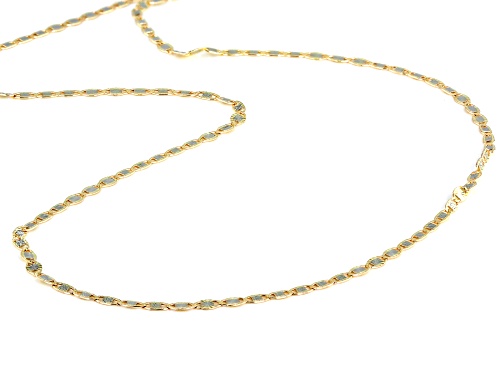 10K Yellow Gold Diamond Cut Rhodium Accent 2.45MM Mariner Chain 18 Inch Necklace - Size 18