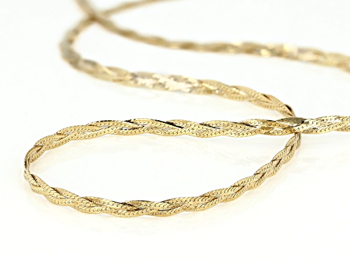 10K Yellow Gold 3.5MM Three-Braided Herringbone Chain 18 Inch Necklace - Size 18