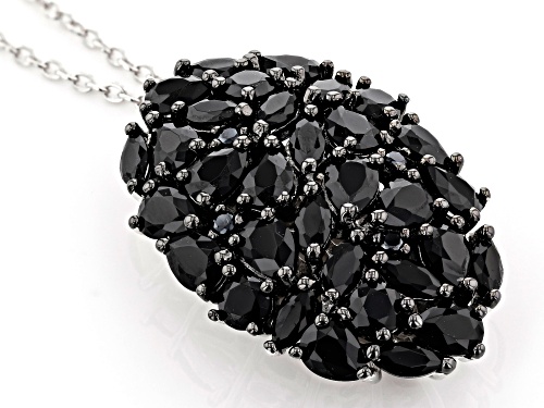 2.79CTW PEAR SHAPE, MARQUISE, ROUND BLACK SPINEL RHODIUM OVER STERLING SILVER PENDANT WITH CHAIN