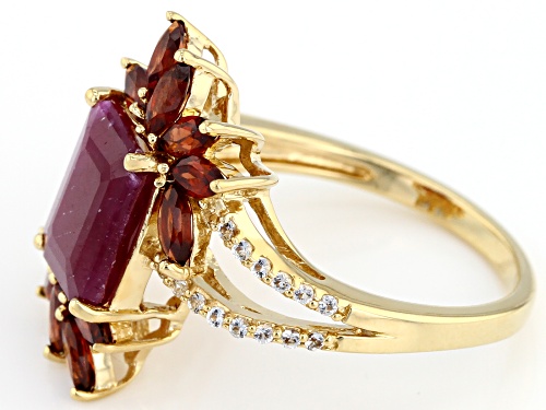 1.95ct Indian Ruby with 1.02ctw Vermelho Garnet™ & .10ctw White Topaz 18k Gold Over Silver Ring - Size 9
