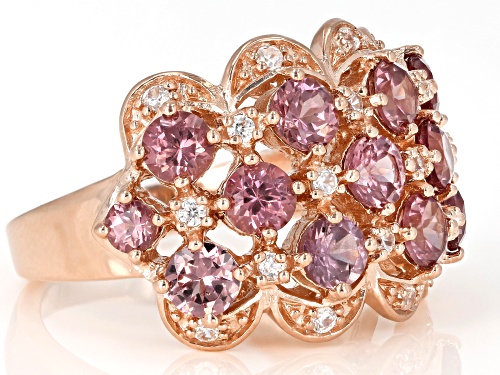 3.33ctw Masasi Bordeaux Garnet™ with .35ctw White Zircon 18k Rose Gold Over Sterling Silver Ring - Size 8