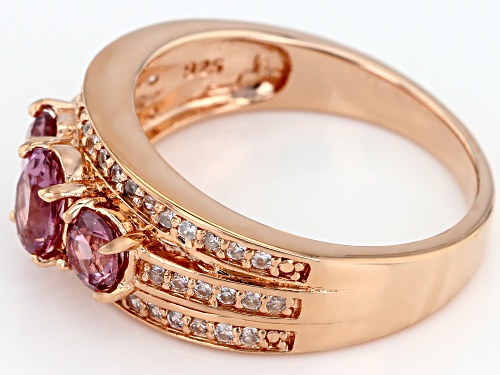1.03ctw Oval & Round Masasi Bordeaux Garnet™ W/ .29ctw Zircon 18k Rose Gold Over Silver Ring - Size 8
