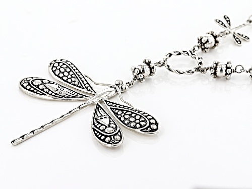 Pacific Style™ Dragonfly Rhodium Over Sterling Silver Dangle Necklace - Size 20